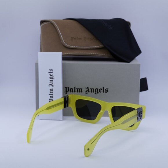 Palm Angels PERI10J MAGNOLIA 1807 Rectangle Sunglasses - Yellow/Dark Grey - Picture 9 of 9